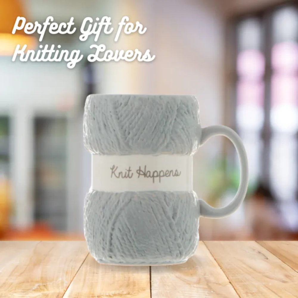 Boxer Knitting Yarn Ball Mug | Funny Quote Skein-Shaped Ceramic Coffee Cup, 12 oz