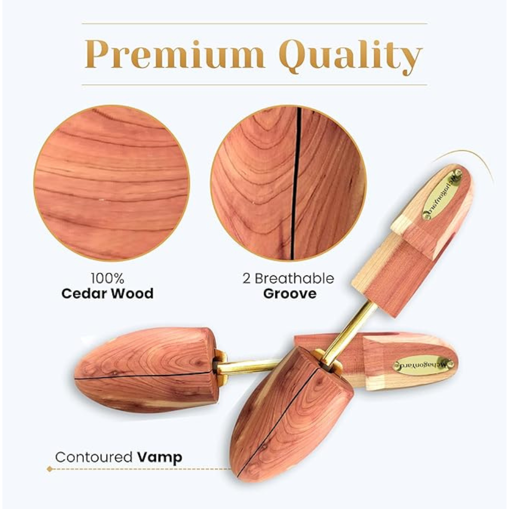 MohagonYard Aromatic Cedar Shoe Trees for Men – 1 Pair, Moisture & Odour Control