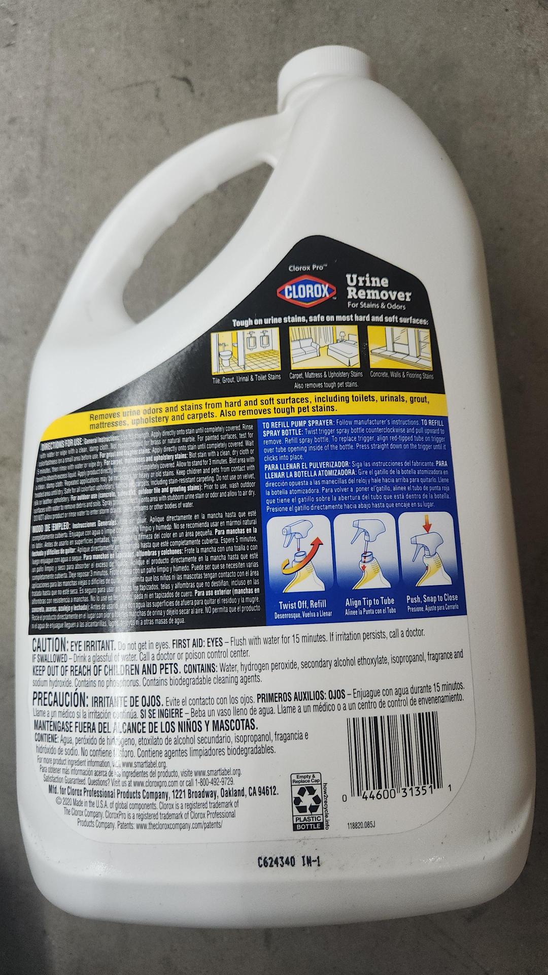 CLOROX Urine Remover for Stains & Odors 1gal. (Pack of 4)