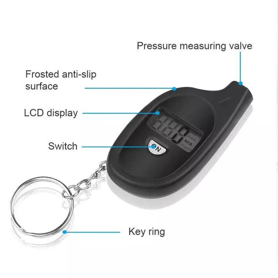 Mini Keychain Digital LCD Tire Pressure Gauge for Car & Motorcycle