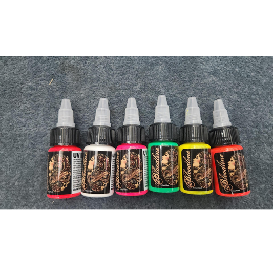 Bloodline Ink Professional Blacklight UV 6 Color Set