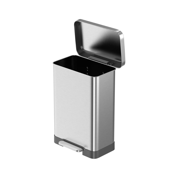 Qualiazero 20 Gallon Stainless Steel Step-On Trash Can – Rectangular Kitchen Bin, Soft Close Lid, Foot Pedal