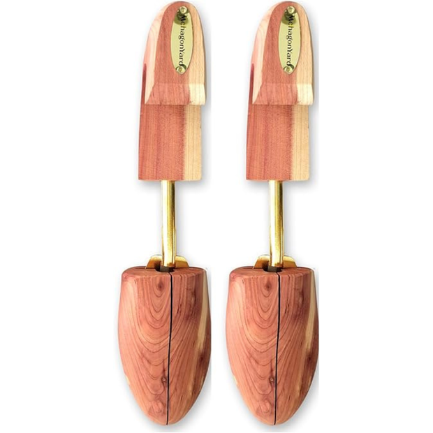 MohagonYard Aromatic Cedar Shoe Trees for Men 1 Pair – Natural Cedar Wood, Adjustable, Odour Absorbing, Shoe Shape Retention