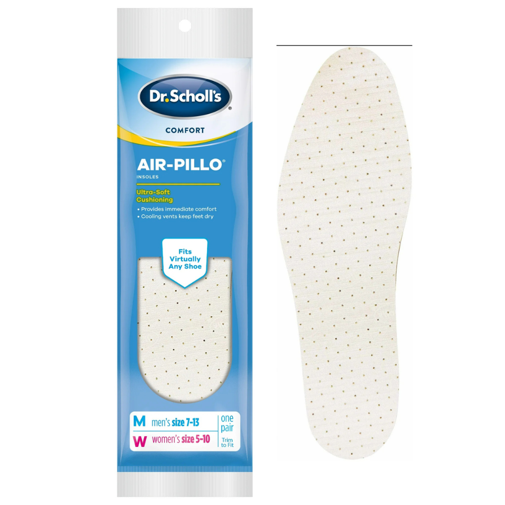 Dr. Scholl’s Air-Pillo Comfort Insoles | Ultra-Soft Cushioning Foam Inserts, Trim-to-Fit, Unisex 1 Pair