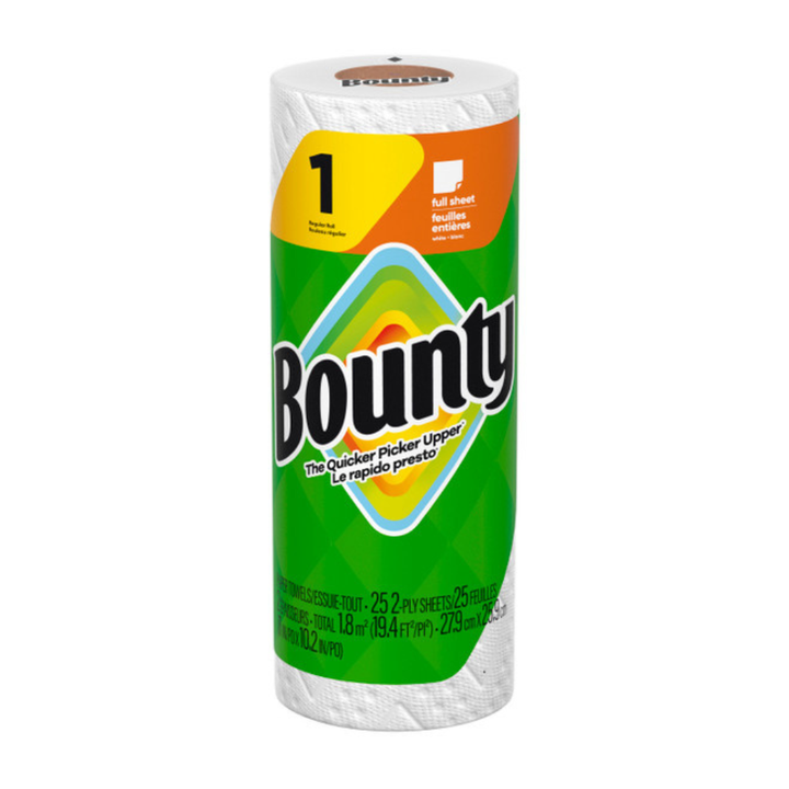 Bounty Paper Towels Full Sheet (Pack of 3 Regular Rolls) | 2-Ply White Kitchen Paper Towels, Strong & Absorbent Cleaning Rolls