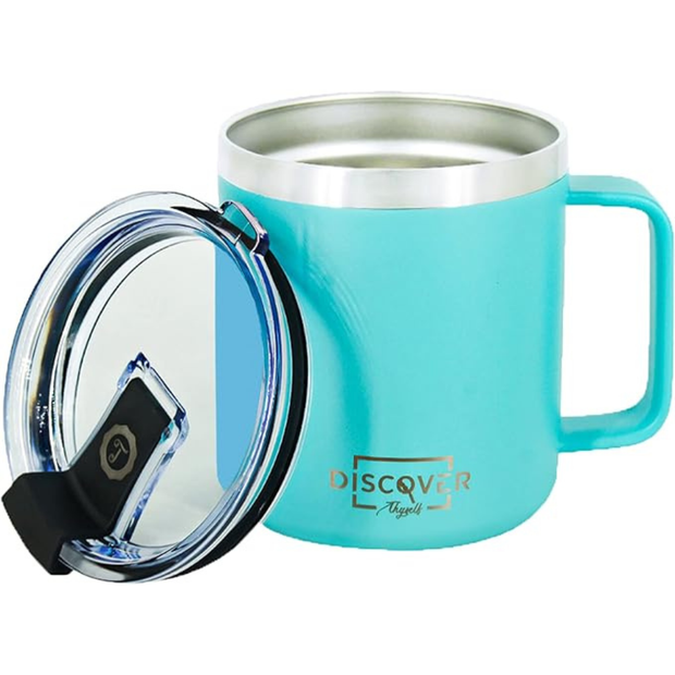 Thyself Insulated Coffee Mug with Handle - 14 oz Stainless Steel Travel Cup