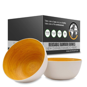 Earth's Dreams 40 oz Cereal Bowls 2 Pack – Bamboo Print Melamine, Dishwasher Safe, BPA Free, Food Safe