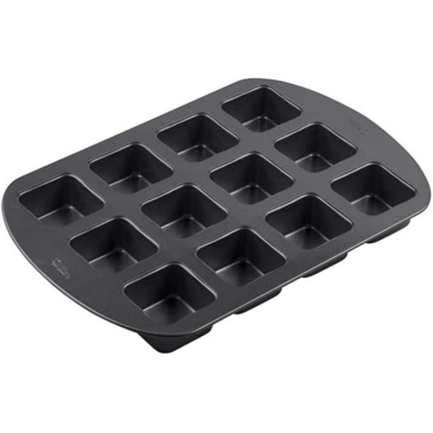 Wilton 12-Cavity Brownie Bar Pan – Steel Bakeware, Individual Portions, Oven Safe