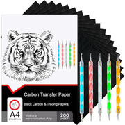 Raimarket Black Carbon Transfer Paper 200 Sheets A4 – Carbon Tracing Paper with Dotting Tools, Art & Craft Supply