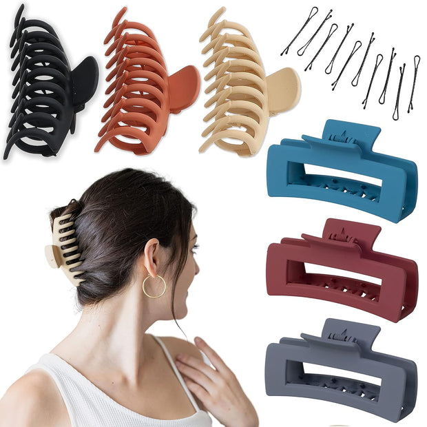 Large Hair Claw Clips Set– Strong Hold, Matte Finish, Assorted Colours | Women's Hair Accessorie