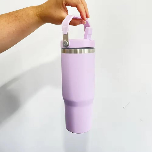 Belikam 30 oz Stainless Steel Tumbler with Straw – Lilac, Flip-Top Lid, Double-Wall Vacuum Insulated, BPA-Free, Leak-Proof