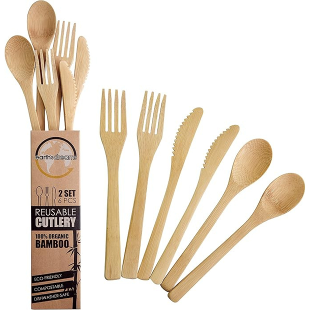 Earth's Dreams 2 Set 6pcs Reusable Bamboo Cutlery Travel Set