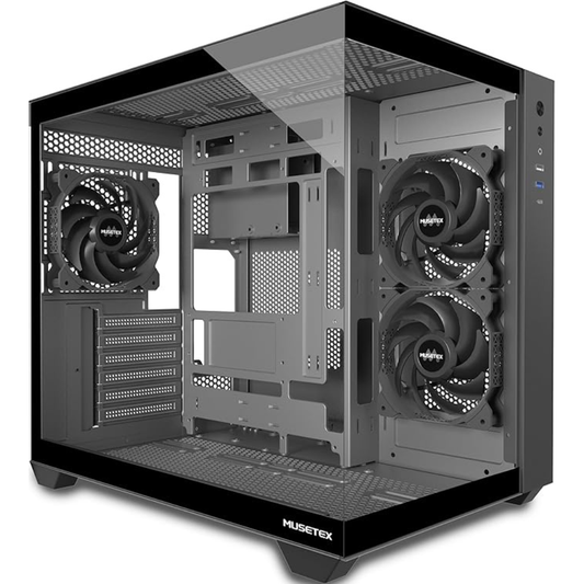 MUSETEX 5 PWM ARGB Fans Pre-Installed ATX PC CASE y6