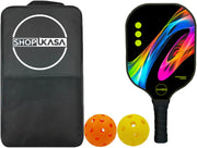 SHOPUKASA Pickleball Paddle Set – 1 Fiberglass Paddle, 2 Pickleballs & Carry Bag | Cushion Comfort Grip, All Skill Levels, Men & Women