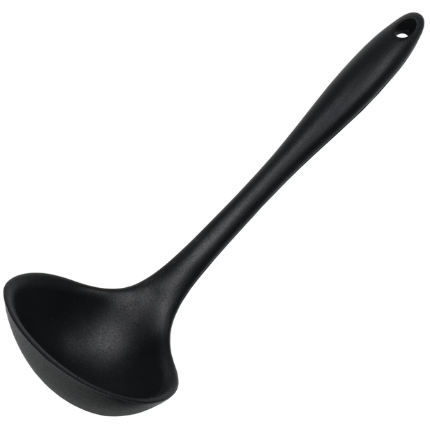 Chef Craft Premium Silicone Cooking Ladle 11.25 inch, Black – Heat-Resistant to 450°F, BPA-Free & Nonstick-Safe Kitchen Tool
