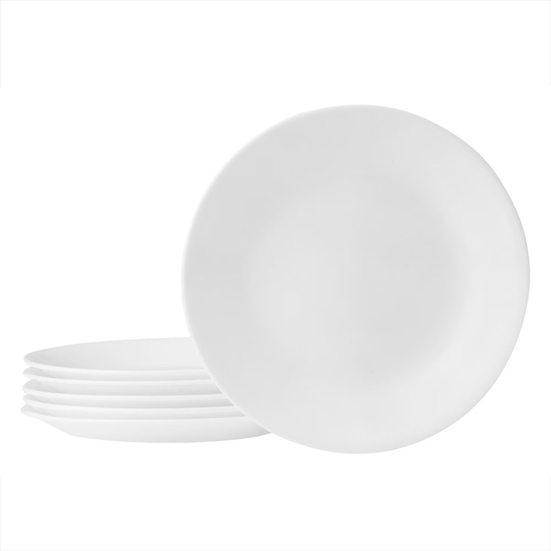 Corelle Winter Frost White 6.75" Appetizer Plates 6-Pack – Classic White Vitrelle Glass Dinnerware