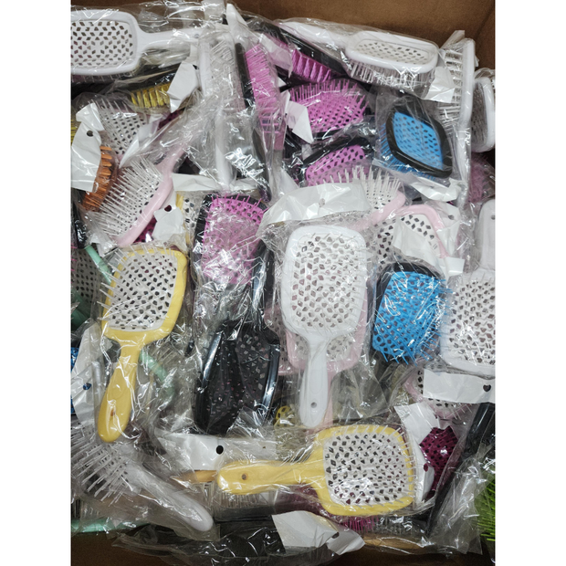 Plastic Hair Brushes – Everyday Detangling Brush, Assorted Styles & Colours, Multi-Pack