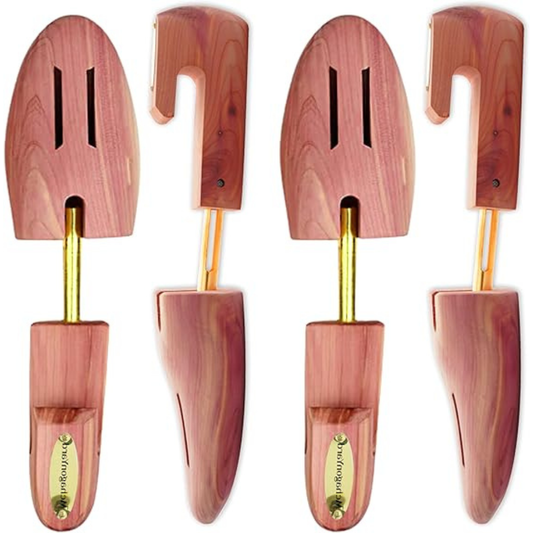 Cedar Shoe Trees for Men (2 Pairs) | Adjustable Wooden Shoe Shaper – Odorless & Anti-Crease for Sneakers, Boots & Dress Shoes