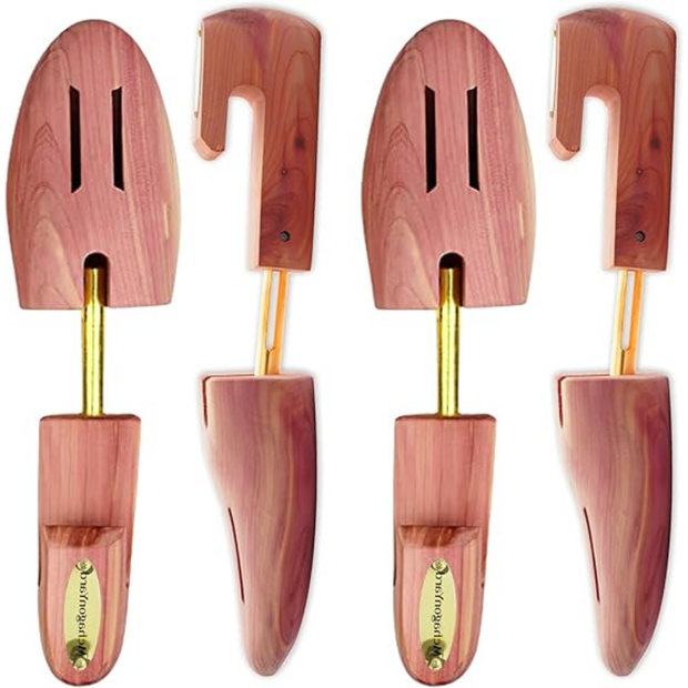 MohagonYard Cedar Shoe Trees for Men 2 Pairs Medium – Adjustable, Odorless, Prevents Crease, Full Toe
