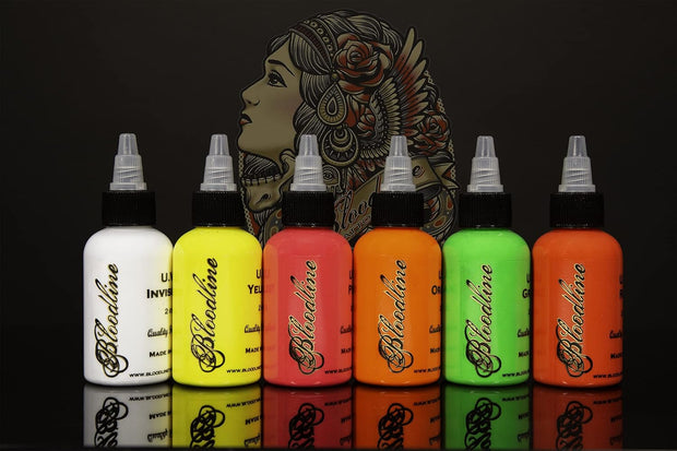 Bloodline Ink Professional Blacklight UV 6 Color Set – Premium UV-Reactive Ink for Art, Body Art & Creative Design | High-Performance Formula