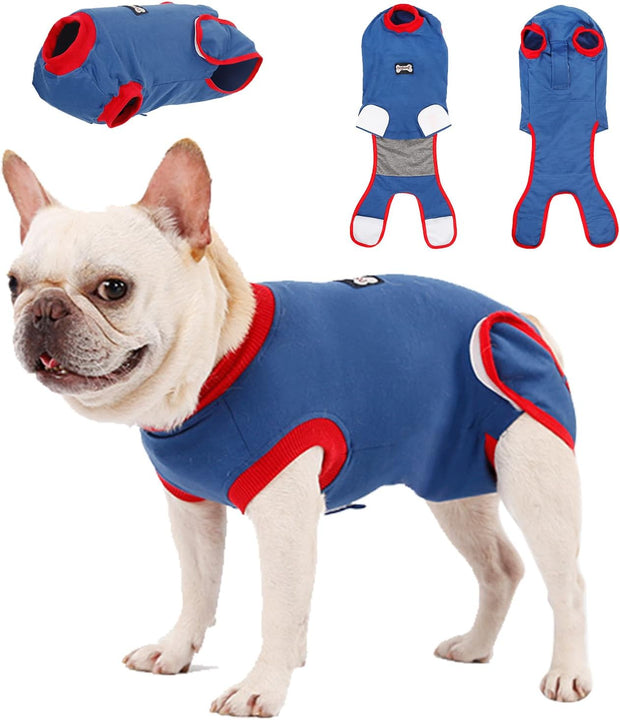 Doglemi Dog Recovery Suit Size M – Breathable Cotton, Anti-Licking Surgical Suit for Spay, Neuter & Wound Protection | Easy Pee & Poop | Small Breeds