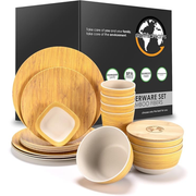 Earth's Dreams Bamboo Dinnerware Set - Reusable Eco-Friendly Dishes