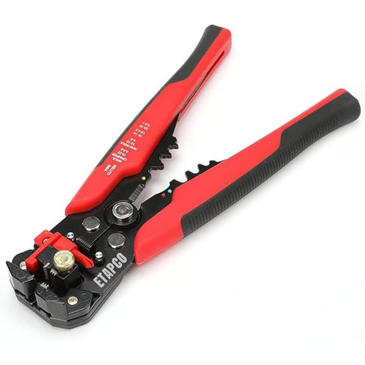3-in-1 Wire Stripper & Crimper Tool with Adjustable Rotary Switch (Red)