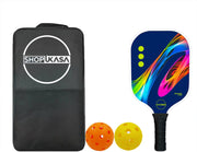 SHOPUKASA Pickleball Paddle Set Blue – 1 Fiberglass Paddle, 2 Pickleballs & Carry Bag | Cushion Comfort Grip, All Skill Levels, Men & Women
