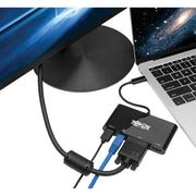 Tripp Lite USB-C Multiport Adapter – 4K HDMI, VGA, Gigabit Ethernet & USB-A Hub, Black, U444-06N-HV4GUB