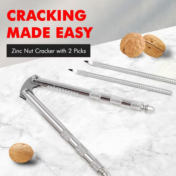 Chef Craft Nut Cracker with Picks – Metal Nut Cracking Tool Set, 4 Pieces