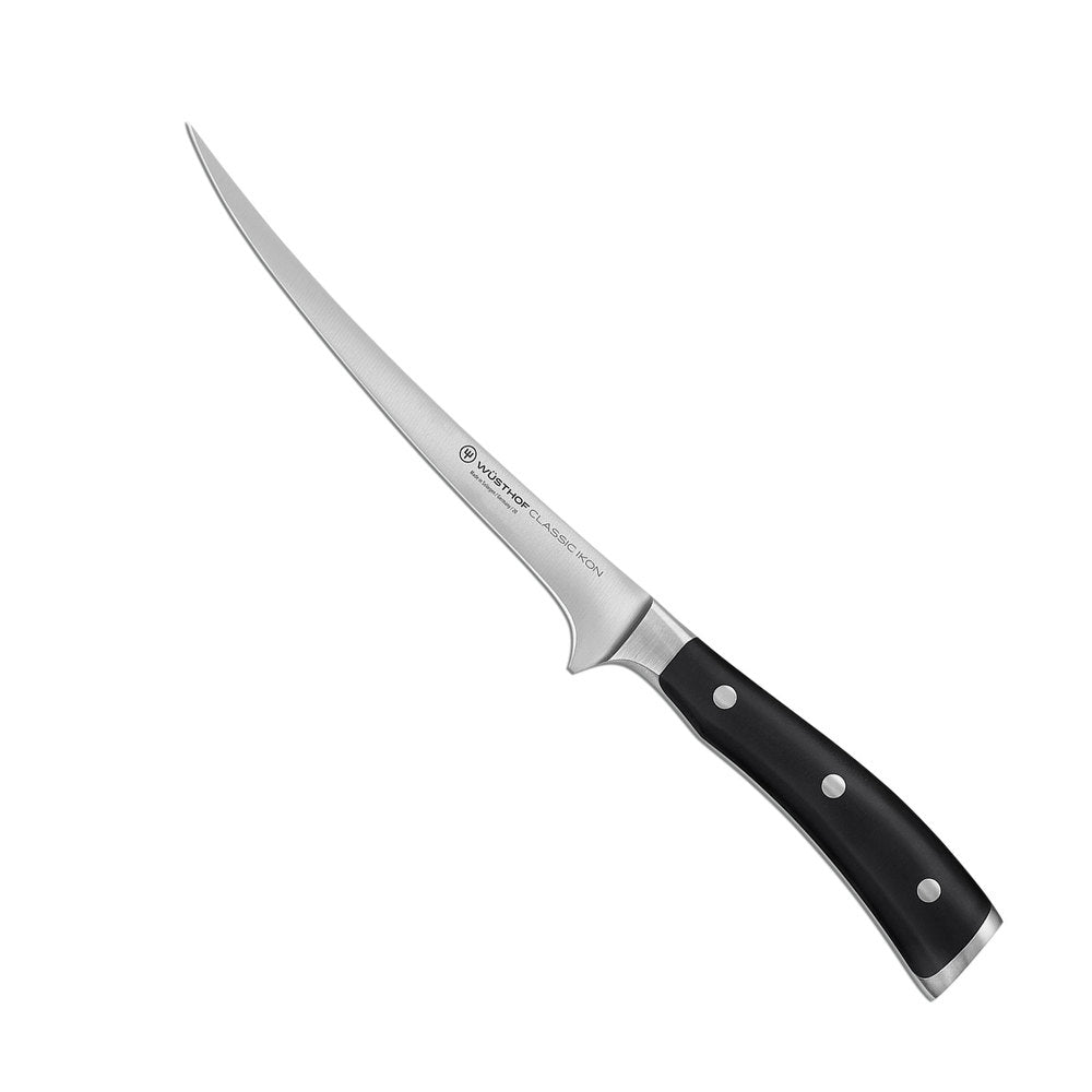 WÜSTHOF Classic IKON 7-Inch Flexible Fillet Knife – Forged German Stainless Steel Blade, Black Handle