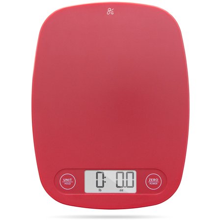 Greater Goods Digital Kitchen Food Scale, 11 lb Capacity, Cherry Red