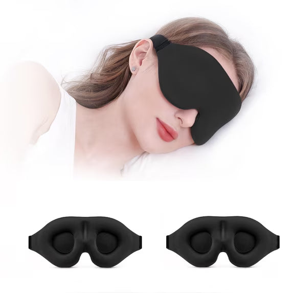 3D Contoured Sleep Mask with Adjustable Strap, Light-Blocking Eye Mask, Black