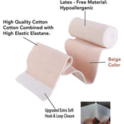 Naltars 4 Pack Cotton Elastic Bandage | Ace Wrap with Velcro 4 Inch Hook and Loop Closure | Reusable Compression Bandage