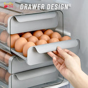 ONESTEP CLUB 2-Layer Stackable Egg Holder for Refrigerator – Grey PET Plastic