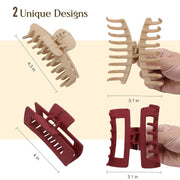 Large Hair Claw Clips Set– Strong Hold, Matte Finish, Assorted Colours | Women's Hair Accessorie