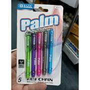 BAZIC Palm Mini Ballpoint Pen with Key Ring – Black Ink, 1.0mm Bold Point, 5-Pack | Compact Pocket Pens for Home, School & Office