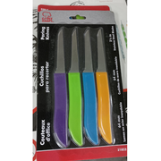 Chef Craft Select Paring Knife Set, 4-Piece – 2.5" Stainless Steel Blades, 6" Total Length, Assorted Colors | Precise Kitchen Cutting Tool