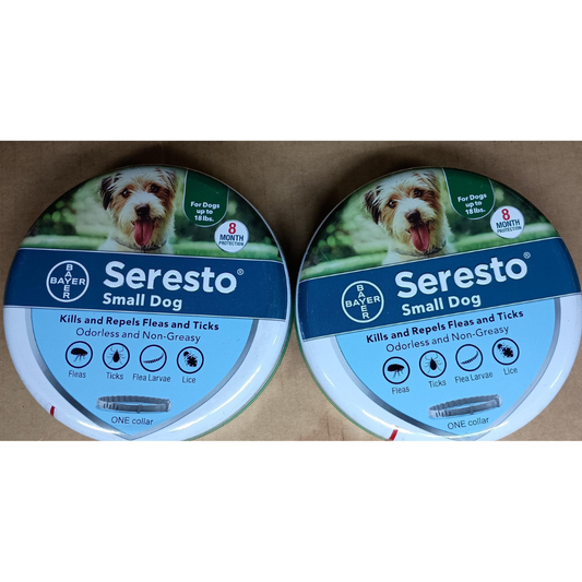 (2 pack) Seresto Flea & Tick Collar For Dogs Up to 18 lbs., Vet-Recommended, 8 Month Protection
