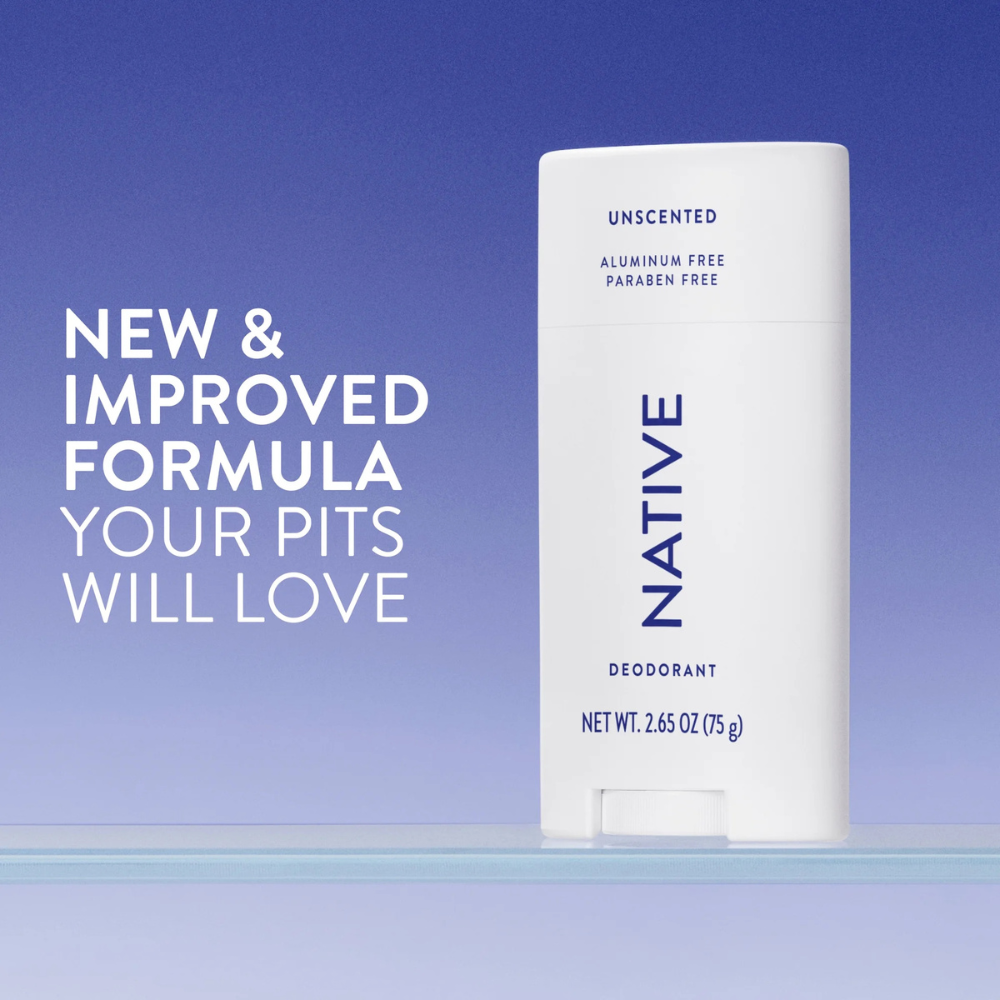 Native Fragrance-Free Deodorant Stick | 72-Hour Odor Protection, Aluminum-Free, 2.65 oz