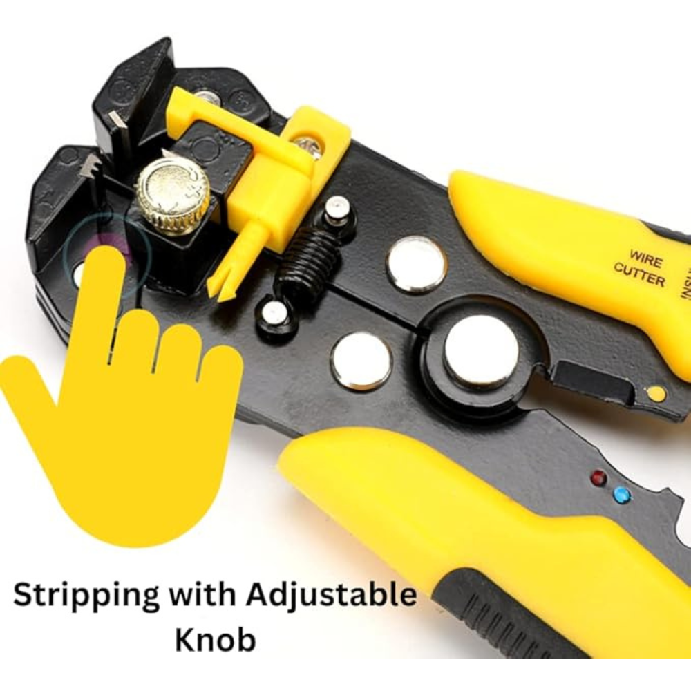 3-in-1 Wire Stripper Tool | Cutter, Crimper & Adjustable Cable Stripper (Yellow)