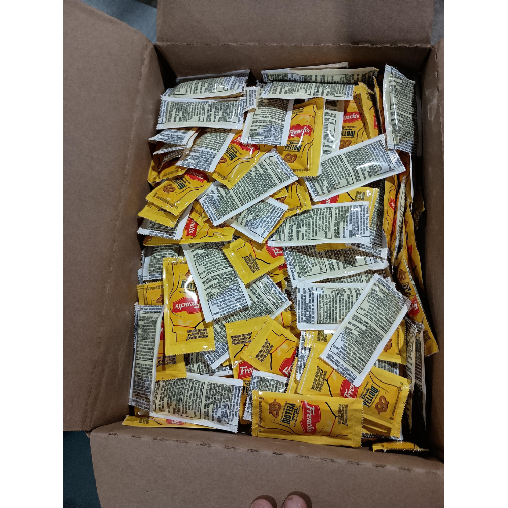 French's Classic Yellow Mustard Single Serve Packets 500 Count – Gluten Free, No Artificial Colours, Bulk Catering Condiment Pack