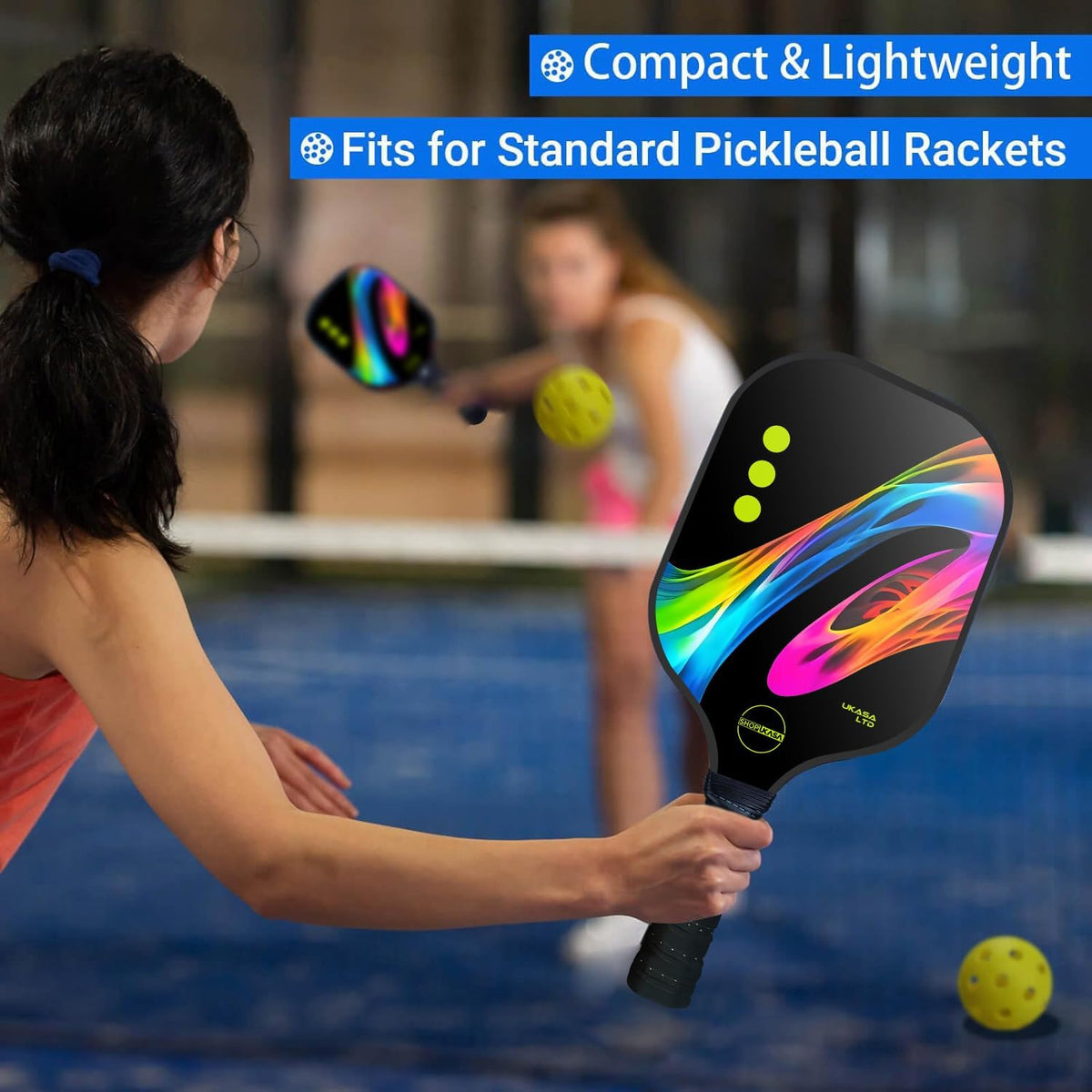 SHOPUKASA Pickleball Paddle Set – 1 Fiberglass Paddle, 2 Pickleballs & Carry Bag | Cushion Comfort Grip, All Skill Levels, Men & Women