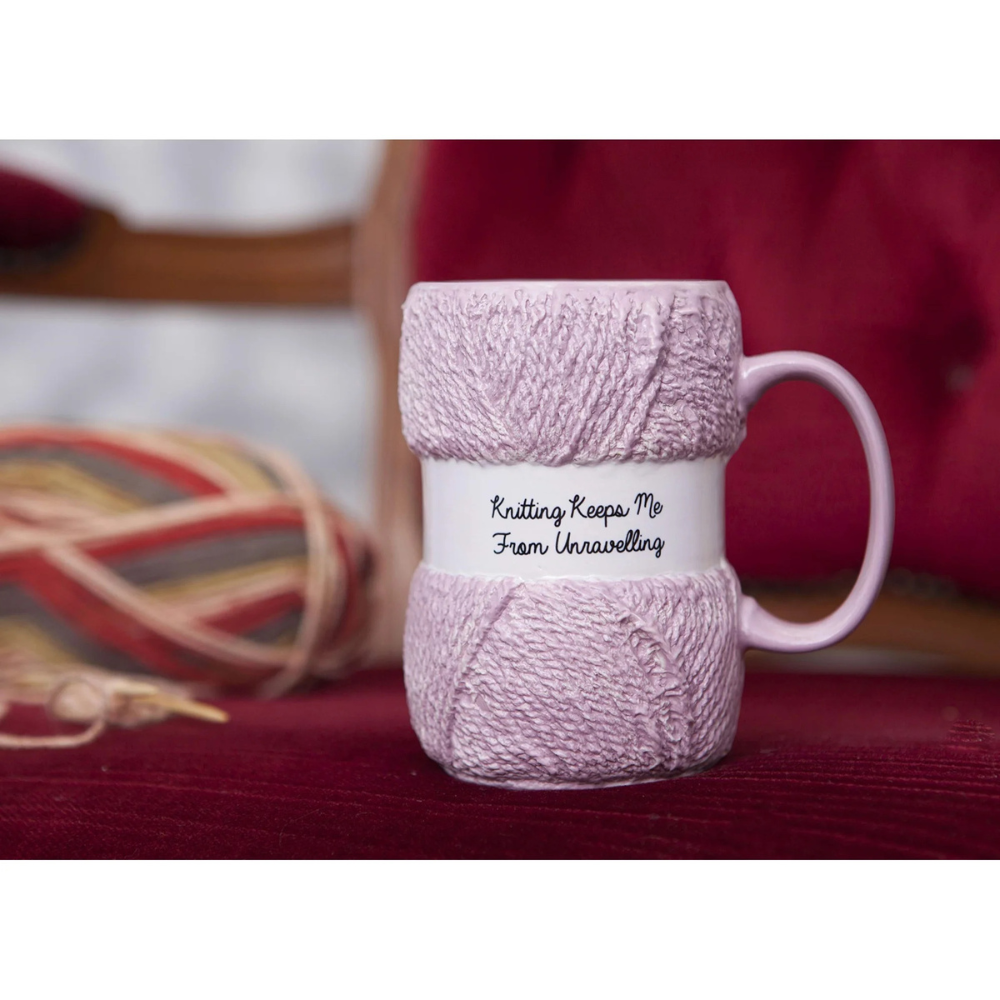 Boxer Knitting Yarn Ball Mug – Funny Quote Skein-Shaped Ceramic Coffee Cup, 12 oz | Novelty Gift for Knitters & Craft Lovers