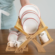 Earth's Dreams Bamboo Dish Drying Rack - 3 Tier Collapsible with Microfiber Mat