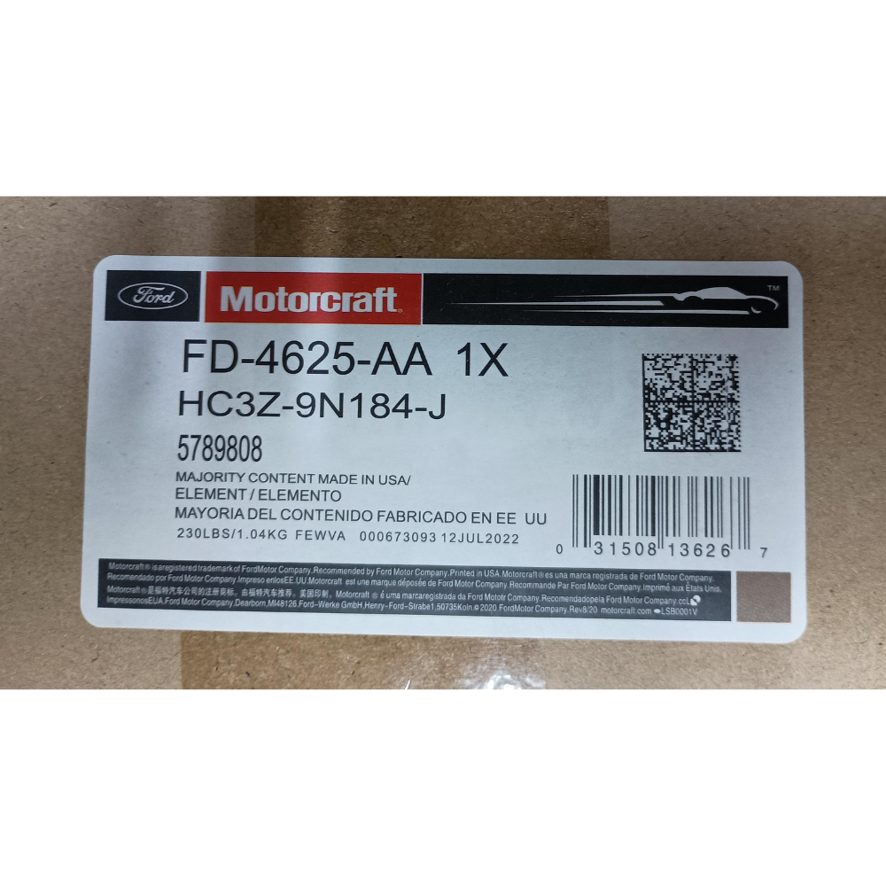 Motorcraft FD4625AA Fuel Filter – Compatible with 2017–2023 Ford [F-15 ...