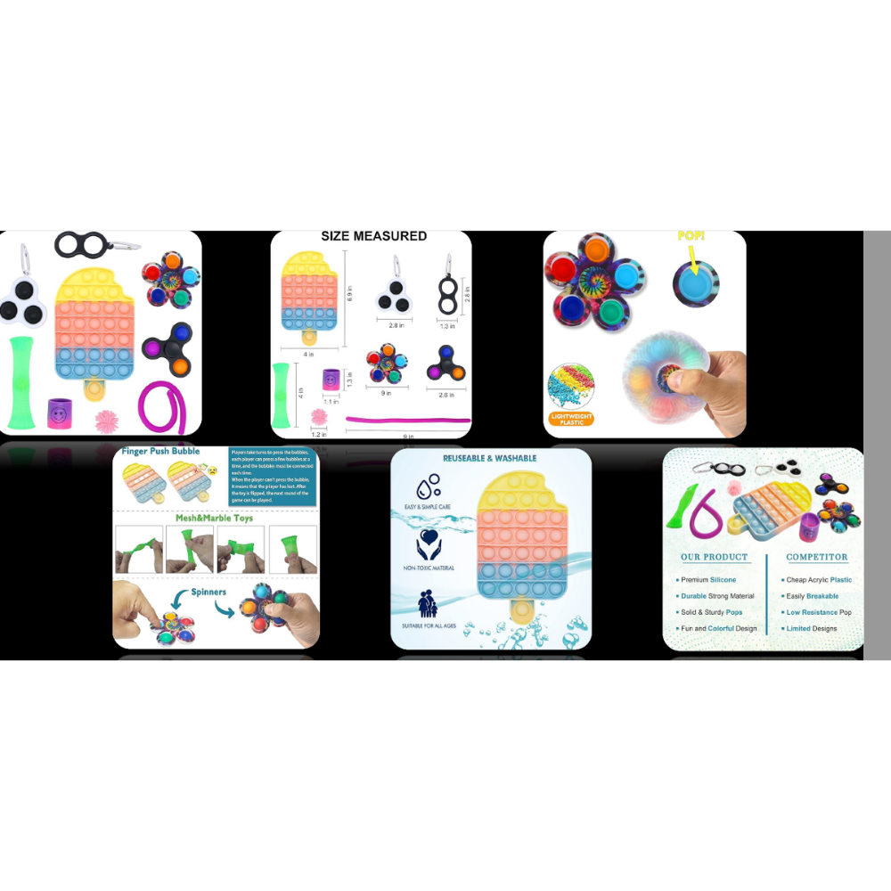 Silicone Pop It Fidget Toy | Stress Relief Sensory Push Bubble Toy