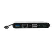 Tripp Lite USB-C Multiport Adapter – 4K HDMI, VGA, Gigabit Ethernet & USB-A Hub, Black, U444-06N-HV4GUB