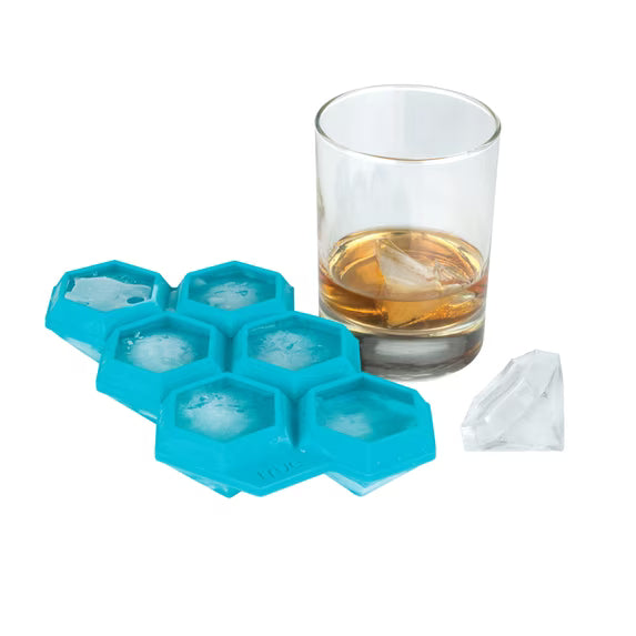 TrueZoo Iced Out Diamond Silicone Ice Cube Tray – 6-Cavity Blue Ice Mold