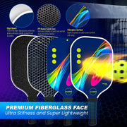 SHOPUKASA Pickleball Paddle Set Blue – 1 Fiberglass Paddle, 2 Pickleballs & Carry Bag | Cushion Comfort Grip, All Skill Levels, Men & Women